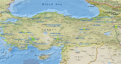 Pontic Mountains Physical Map