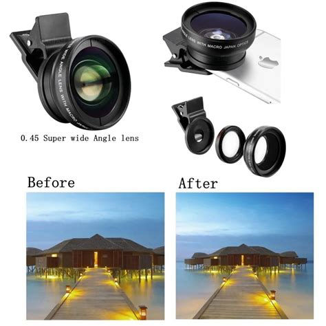 3 in 1 Universal 0.45x wide angle lens HD Camera Lens Kit For iPhone 6 ...