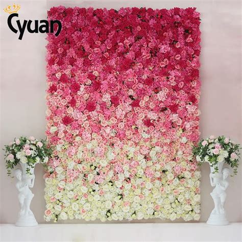 Artificial Flowers for Wedding Fake Silk Rose Flower Wall DIY Decoration Floral Wall Backdrops ...