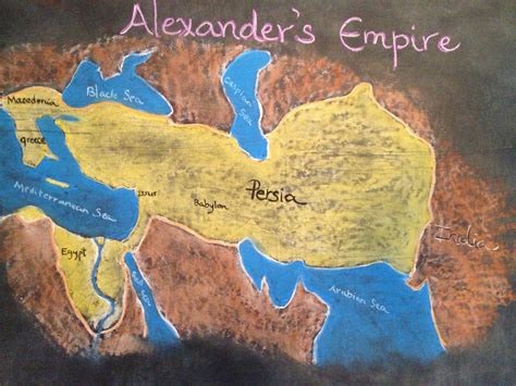 Chalk drawing: Empire of Alexander the Great. Waldorf grade 6. | Alexander the great, Chalk ...