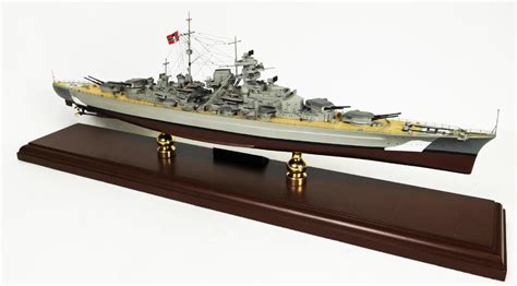 KMS Bismarck Ship Model - WWII German Battleship - 1/350 Scale Mahogany ...