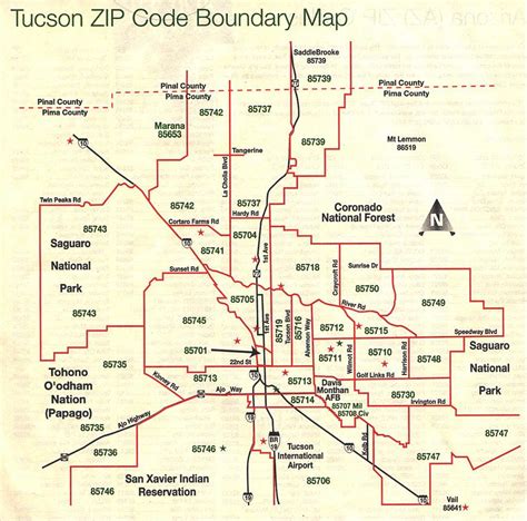 Tucson Area Zip Code Map