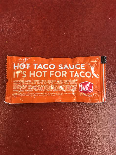 Jack in the Box hot sauce packet. : r/engrish