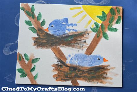 Handprint & Footprint Bird Canvas Toddler Crafts, Crafts For Kids, Arts And Crafts, Spring Theme ...