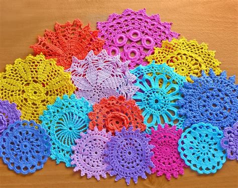 Colorful Crochet Doilies 16 Hand Dyed Vintage Doilies 2 to 5 - Etsy