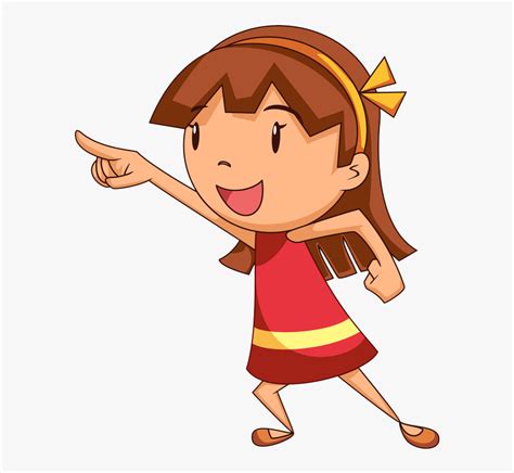 Girl Pointing - Cartoon, HD Png Download - kindpng