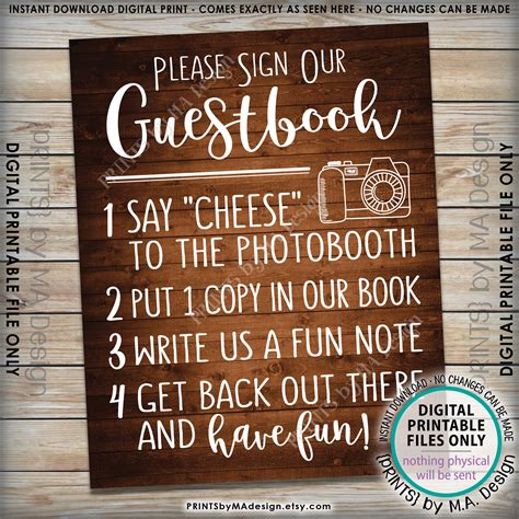 Guestbook Photobooth Sign, Wedding Photo Booth Add photo to the Guest Book Sign, Rustic Wood ...