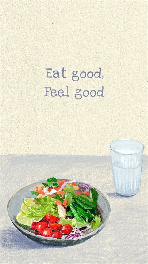 Healthy lifestyle vector mobile wallpaper with quote, eat good feel good | premium image by r ...