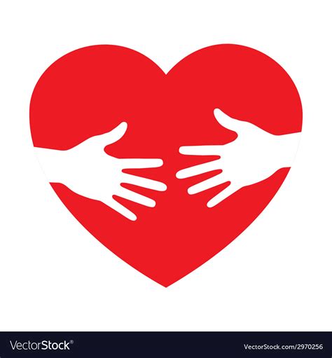 Heart icon with caring hands logo Royalty Free Vector Image