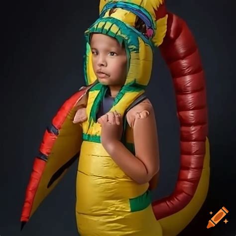 Child wearing a quetzalcoatl costume