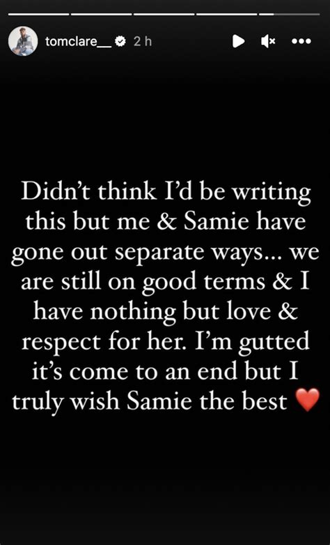 Love Island's Tom confirms split with Samie