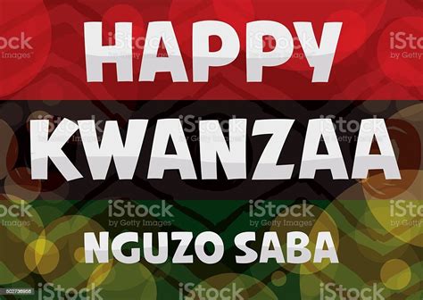 Traditional Kwanzaa Flag With Glowing Bubbles Stock Illustration ...