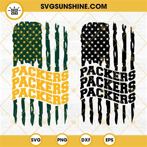 Green Bay Packers American Flag SVG, Packers Football SVG PNG DXF EPS Cut Files