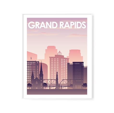 Grand Rapids Skyline Printable Wall Art. Sunset Skyline Grand | Etsy