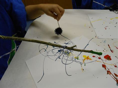 Stick Painting: Painting with sicks and other natural materials found outside. Choose and mix ...