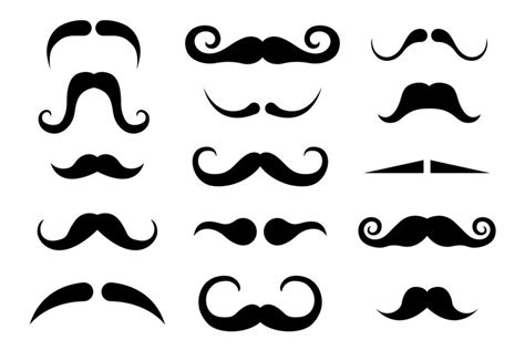 Set of black mustache clipart.