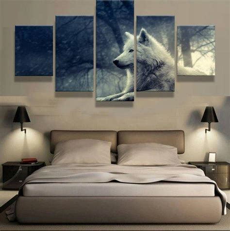 White Wolf 4 – Animal 5 Panel Canvas Art Wall Decor – Canvas Storm