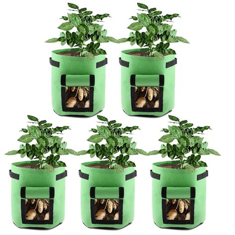 5 Pack Potato Grow Bags, 7 Gallon Plant Grow Bags with Visualized Velcro Window and Handles ...