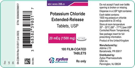 POTASSIUM CHLORIDE ER 20MEQ - RX Products