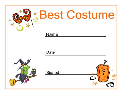 Best Best Dressed Certificate | Certificate templates, Easy halloween ...