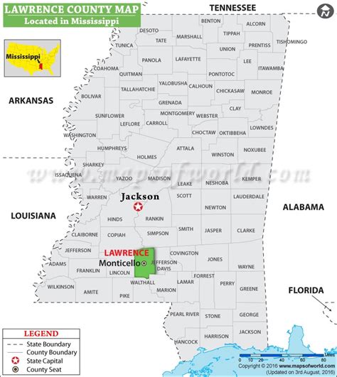 Lawrence County Map, Mississippi