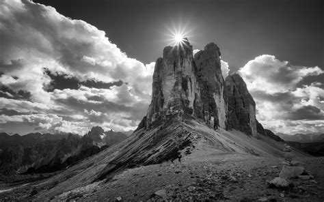 Landscape, Nature, Summer, Mountain, Monochrome, Clouds, Sun Rays, Alps ...