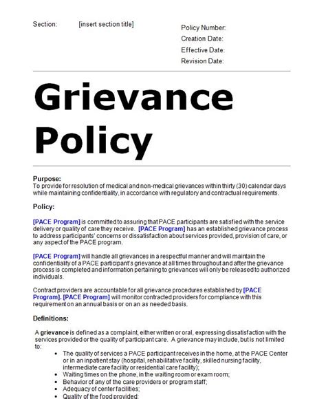 Client Grievance Policy Template