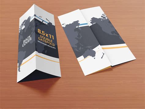 8.5 x 11 Double Gate Fold Brochure Mockups