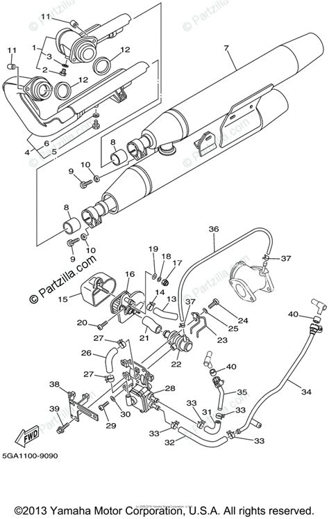 Yamaha Motorcycle 1999 OEM Parts Diagram for Exhaust | Partzilla.com