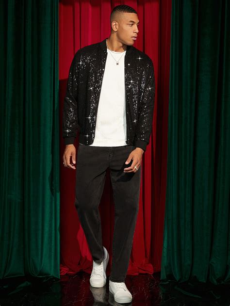 Manfinity AFTRDRK Men Sequin Bomber Jacket | SHEIN USA