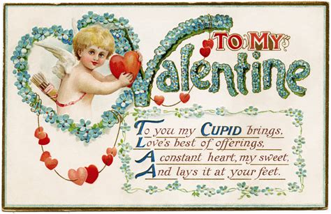 Free Vintage Image ~ To My Valentine Cupid Postcard - Old Design Shop Blog