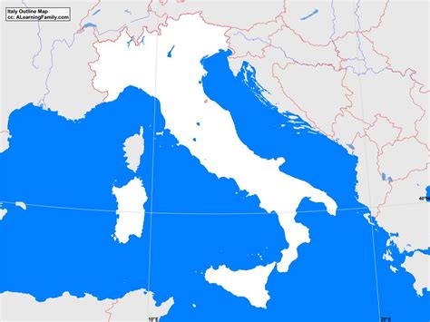 Italy Outline Map - A Learning Family