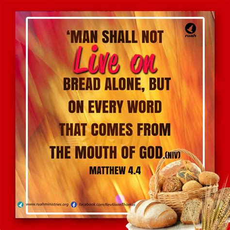 Man shall not live on bread alone, but on every word that comes from the mouth of God.(NIV ...