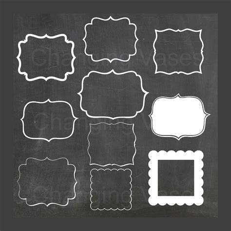 Digital Chalkboard Frames Borders Decorative Ornate Flourishes