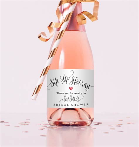 Sip Sip Hooray Mini Champagne Label Custom Bridal Shower - Etsy | Mini ...