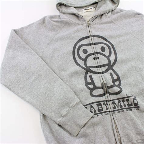 Bape Baby Milo Full Zip Hoodie Grey | SaruGeneral