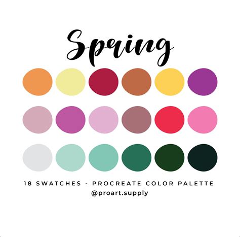 SPRING PROCREATE Color Palette - Pink, Red, Purple, Orange, Green for iPad - Digital ...