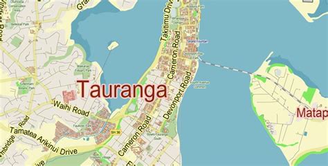 Tauranga New Zealand PDF Vector City Map Plan Low Detailed (for small ...