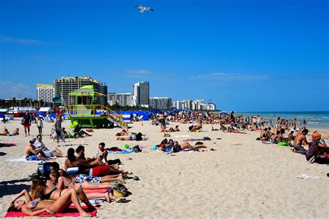 Crowds Sunning at South Beach in Miami Beach, Florida - Encircle Photos