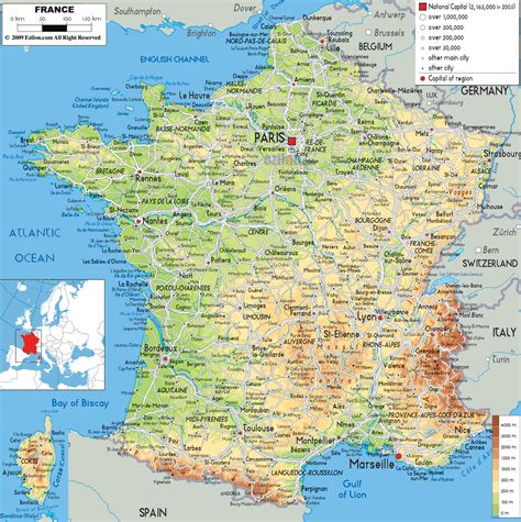 Physical Map of France - Ezilon Maps @michaelsusanno c | | M A P S ...