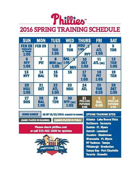 Philadelphia Phillies Spring Training Schedule 2025 - Berni Marsha