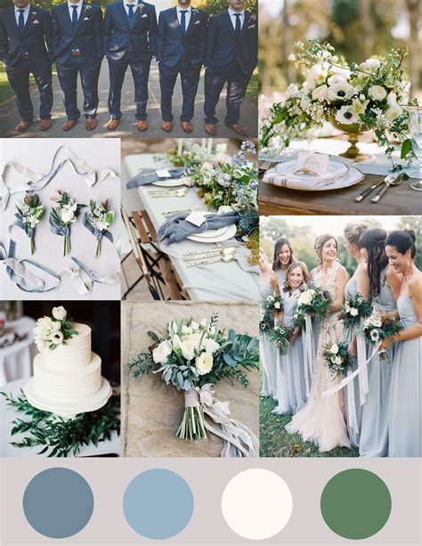 Shades of Dusty Blue, Ivory and Greenery Wedding | Wedding theme colors, Wedding color schemes ...