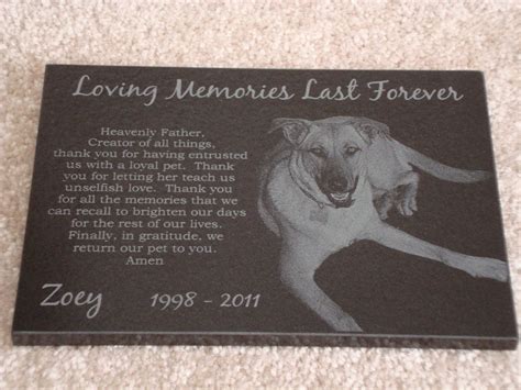 5x7 Black Granite Pet Memorial Stone Plaque Laser Engraved