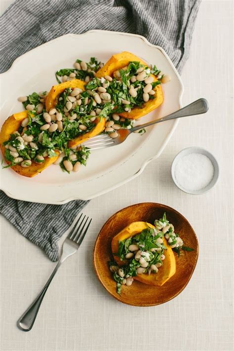 Roasted Red Kuri Squash with Cannellini Bean and Spinach Salad | Recipe ...