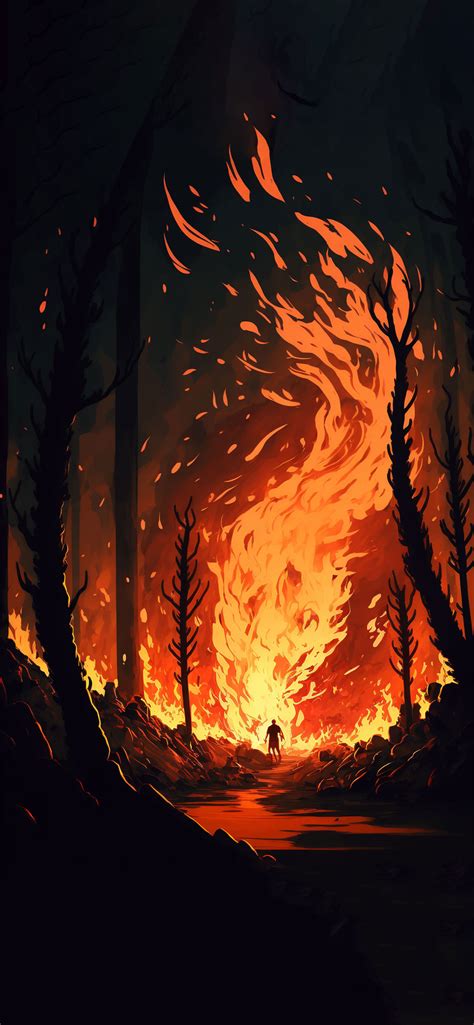 Forest Fire Art Wallpapers - Aesthetic Fire Wallpapers for iPhone