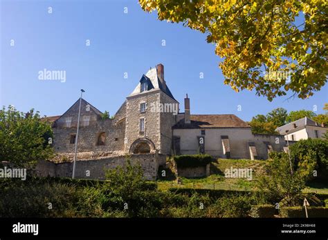 View of medieval fortified castle Chateau de Montargis, France Stock ...