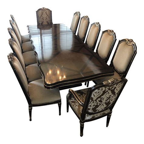 Marge Carson Dining Table & 12 Chairs | Chairish