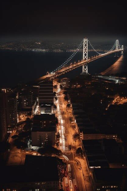 Premium AI Image | the bay bridge at night