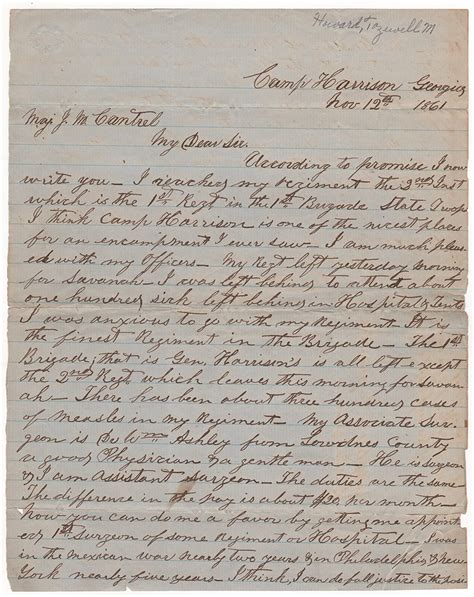 Manuscript Civil War Letter by a Confederate Assistant Surgeon Attempting to Secure Post as ...