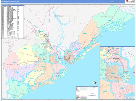 Charleston County, SC Wall Map Color Cast Style by MarketMAPS ...